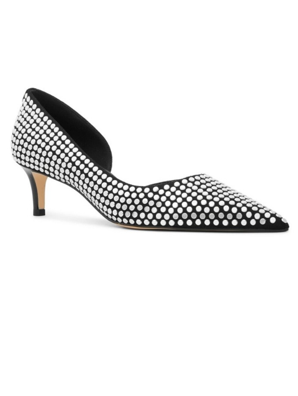 Michael Kors Elyse Black Pointed Toe Crystal-Stud Kitten Heel Flats Size 7